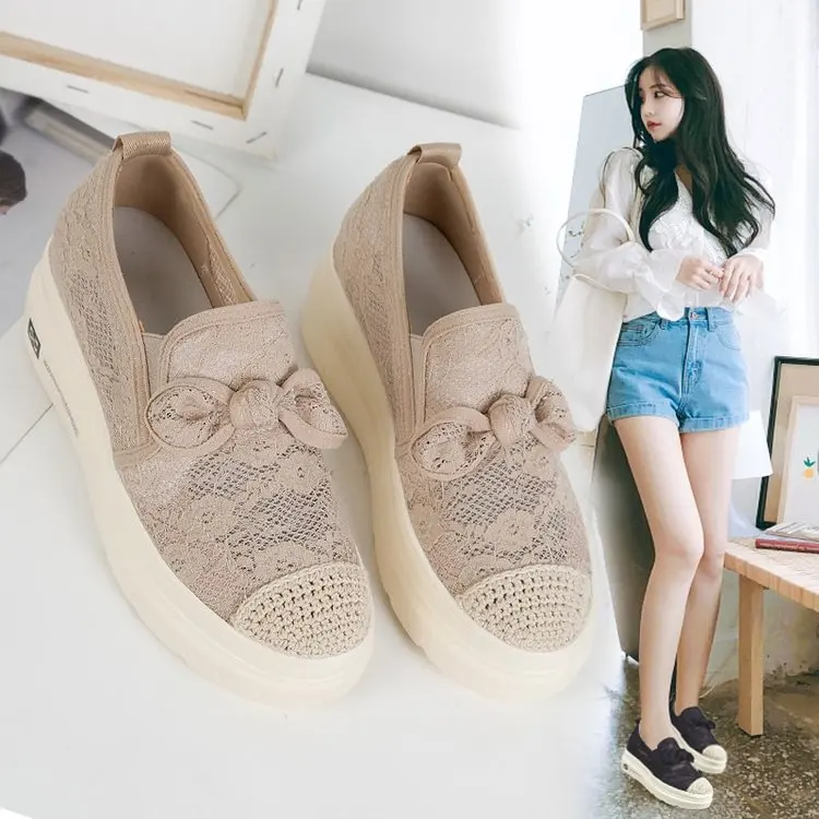 

Canvas Shoes Women's 2020 Spring with Skirt Thick Bottomed Summer Breathable Shoes Mesh Lace Platform Fisherman Shoe Fashion