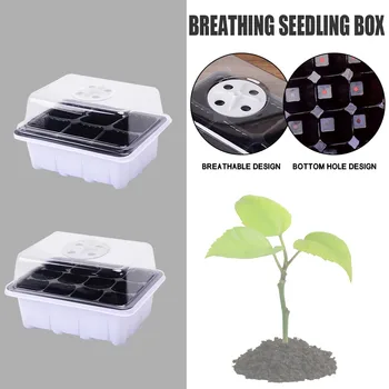 

6/12 Plastic Nursery Pots Planting Seed Tray Kit Plant Germination Box with Dome and Base Garden Grow Box Garden Supplies Z0709