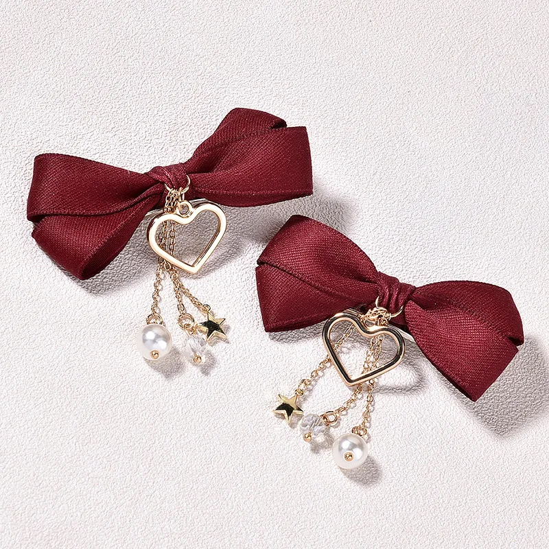 

Red pair clip bow tassel Anime Star Moon Lolita style Cosplay girl hairpin pair clip hair ornament