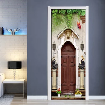 

Self Adhesive Wallpapers Renovation Retro DIY PVC Stickers On Door Waterproof Entrance Home Decoration Decal Print Art Picture