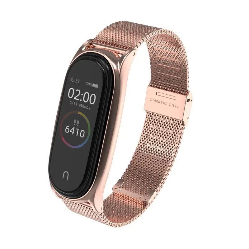 Milan Plus Rose Gold Металлический ремешок для Xiaomi mi Band 4 3 браслеты браслет из нержавеющей стали для mi band 4 ремешок для mi band 3 браслеты Pulsera - Цвет: Milan Plus Rose Gold