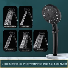 

Five-Speed Adjustment Pressurized Shower Head With Large Water Outlet And One-key Water Stop Hand Hold Spray Nozzle