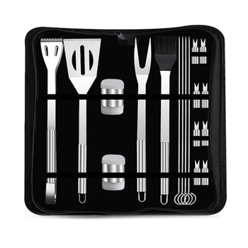 

18 Pcs Bbq Accessories Grill Utensil Tools Set, Barbecue Tool Set Stainless Steel, Barbecue Bbq Tools Reinforced Tongs