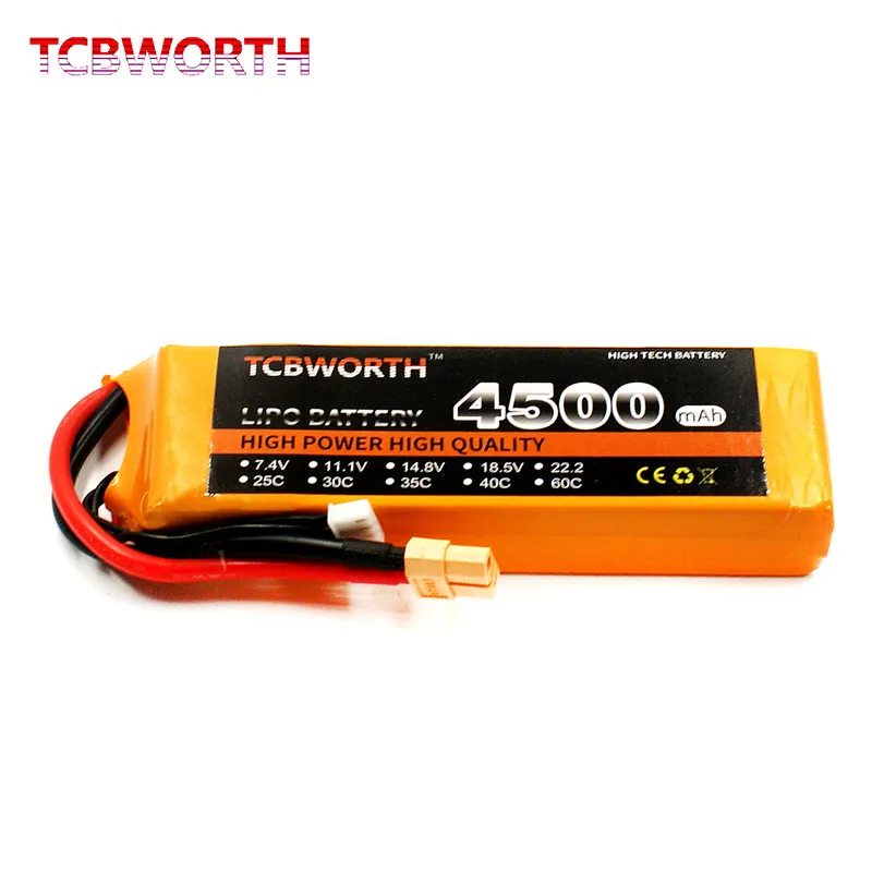 RC 2S LiPo Аккумулятор 7,4 V 4500mAh 25C 40C Pour RC вертолет Квадрокоптер Дрон самолет AKKU грузовик батареи LiPo 2S TCBWORTH