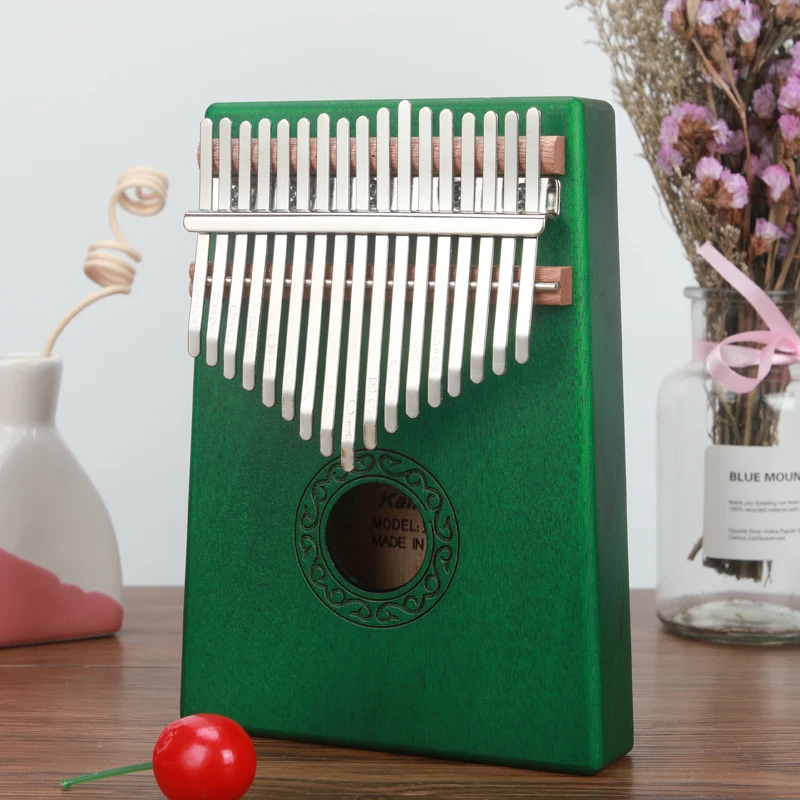 Green Африканский калимба 17 ключ Llaves EQ Kalimbas большой палец пианино Mbira Calimba Likembe Kangombio Leekembay рояль музыкальный инструмент - Цвет: Green