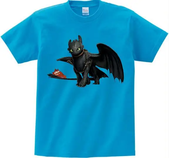 blue childreT-shirt Футболка без зубика с карманом; милые топы; футболка с рисунком «Как приручить дракона»; летняя детская футболка в подарок на день рождения; унисекс - Цвет: blue childreT-shirt