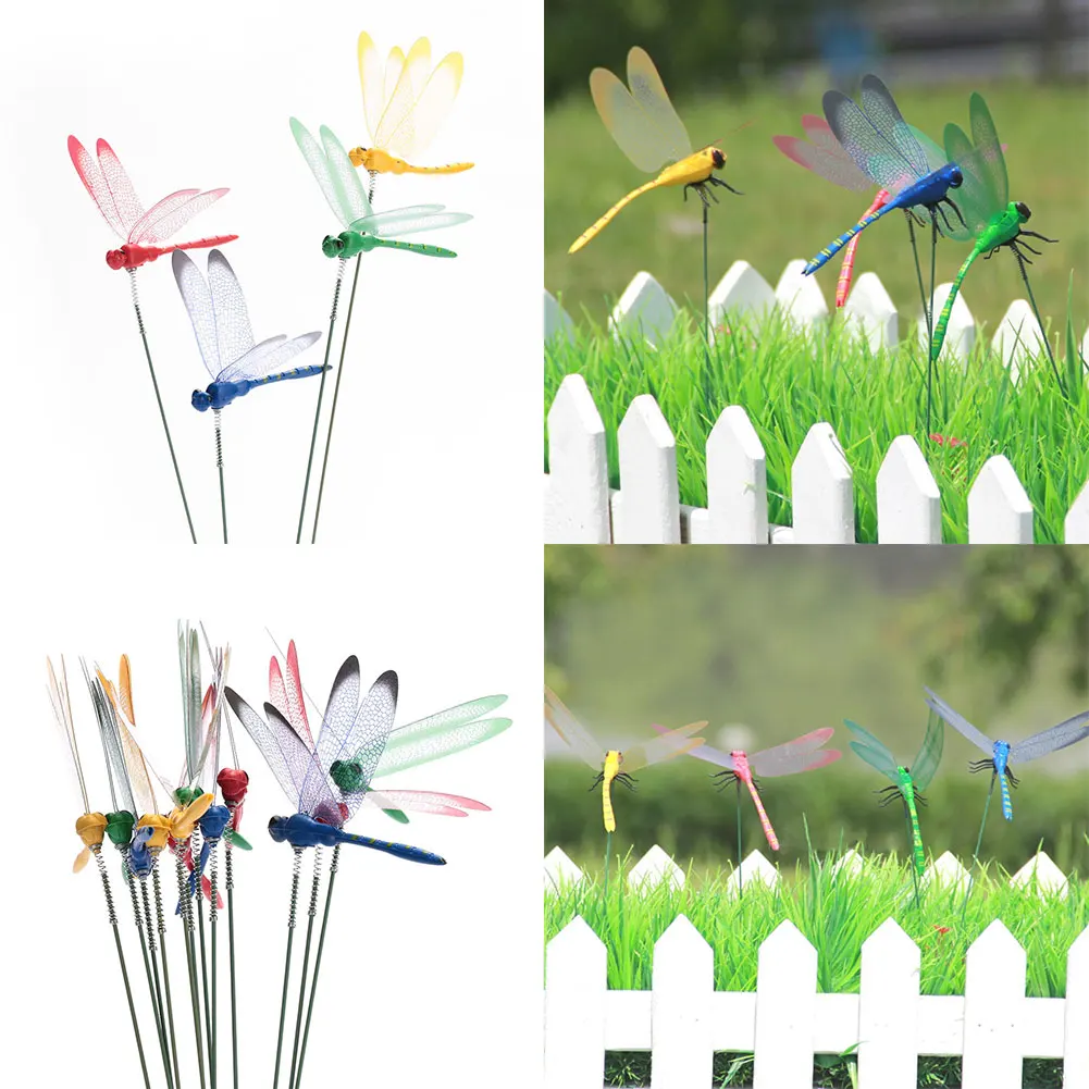 

Lawn Decoration Dragonfly Garden Art Garden Ornament Garden Decor Plastic Color Random 2PCS 3D Double Grassland Outdoor Yard