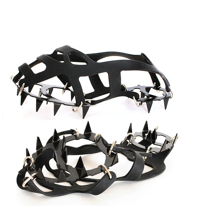 Anti-Slip Ice Snow Grips Shoe Boot Traction Cleat Spikes Crampon 1 Pair 18 Teeth for Boots