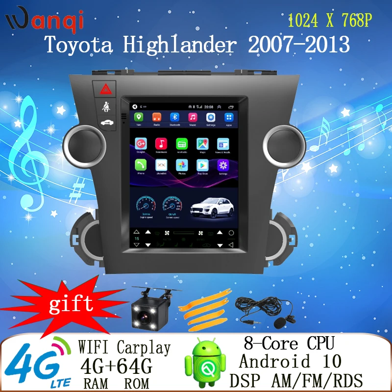 

9.7 Inch Tesla Car Android DVD Navi Multimedia Radio Player For Toyota Highlander 2007-2013 CD GPS Video Carplay Vertical Screen