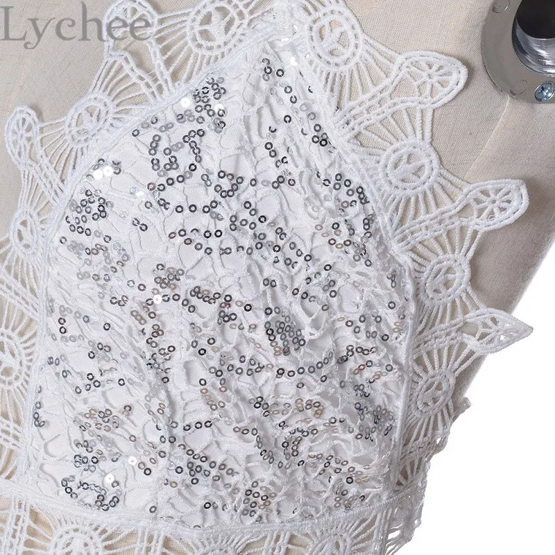 Lychee, сексуальный вырез Для женщин с лямкой на шее платье на бретельках с блестками и Bralet крючком укороченный кроп-топ с открытой спиной Короткие пляжные Party Bralette топ на бретелях