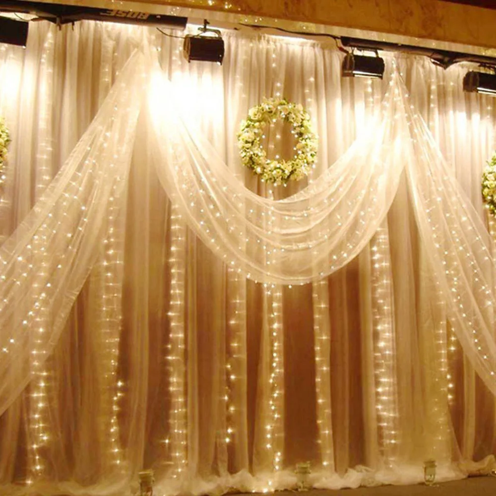 1,5*1,5 м светодиодный Сказочный занавес легкие гирлянды наружные рождественские праздничные огоньки декоративная Свадебная гирлянда