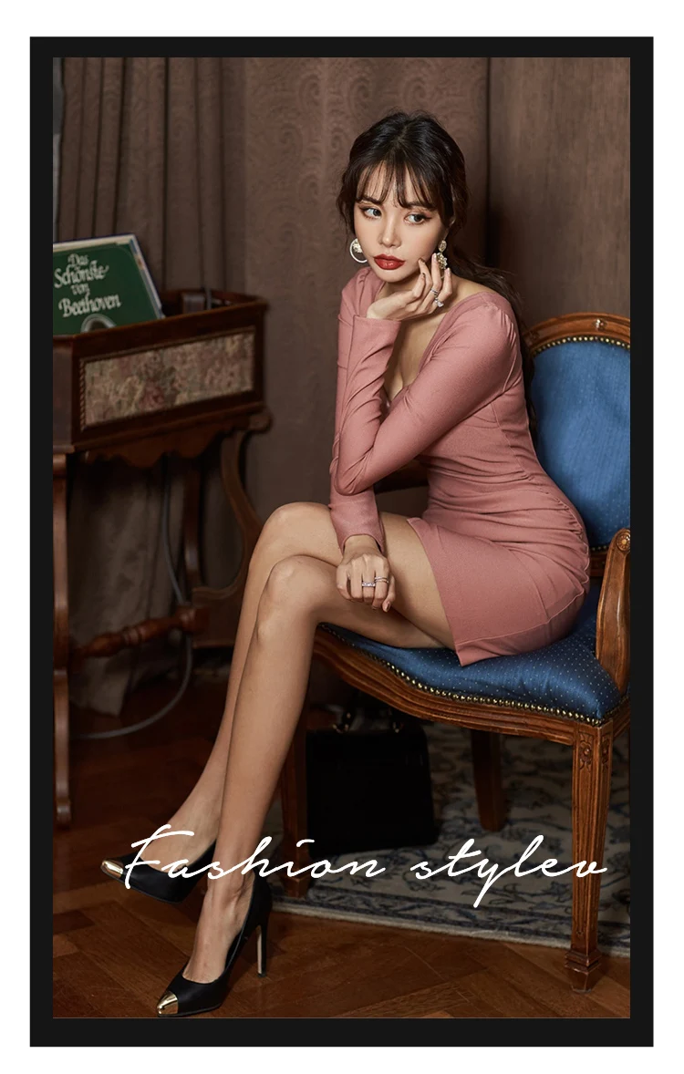 H Han queen весеннее женское платье-карандаш в деловом стиле, новинка, сексуальное облегающее платье с длинным рукавом, повседневное короткое платье для работы