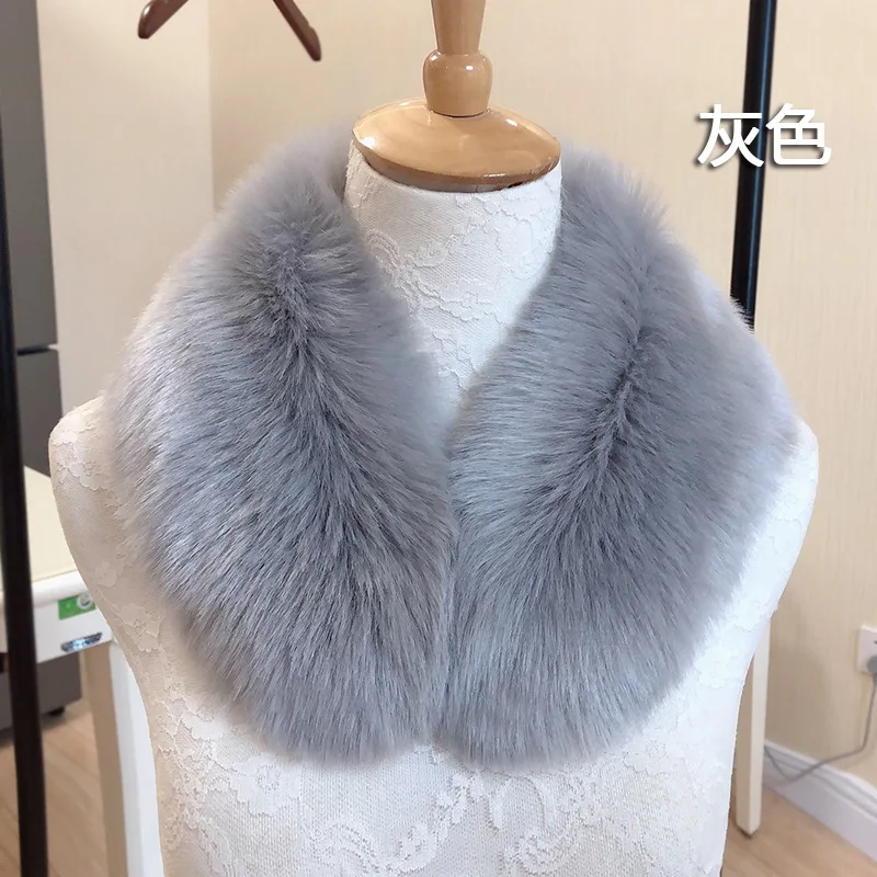 light grey Qearlstar зимний теплый 55 см Модный женский мужской шарф из искусственного меха шикарные куртки капюшон мех декорированный ошейник девушка шейный платок Обертывания YT19 - Цвет: light grey