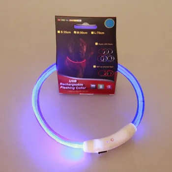 

LED Light Luminous Glowing Rechargeable USB Pet Collars Collar For Dogs Silicone Warning Collar Harnesses Leads