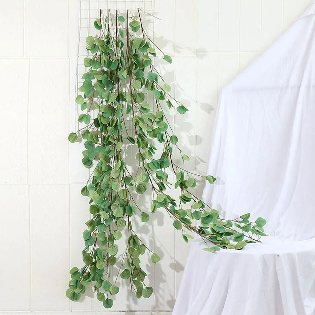 5.6ft Artificial Silver Dollar Eucalyptus Leaves Garland Faux Silk Greenery Vine