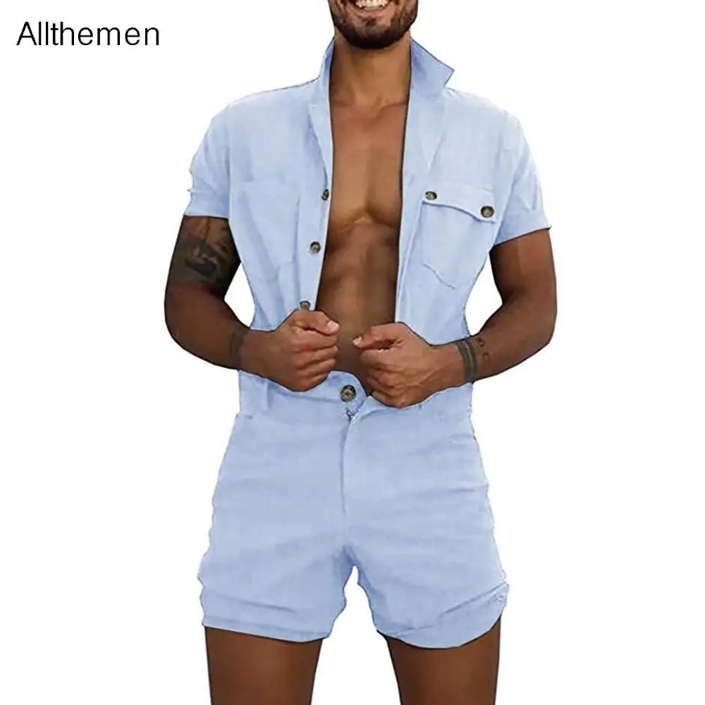 Allthemen Men Rompers Short Sleeve One Piece Romper Fashion Streetwear Casual Men Pants Overalls Jumpsuit Playsuit Solid Allthemen Men Rompers Short Sleeve One Piece Romper Fashion Streetwear Casual Men Pants Overalls Jumpsuit Playsuit Solid