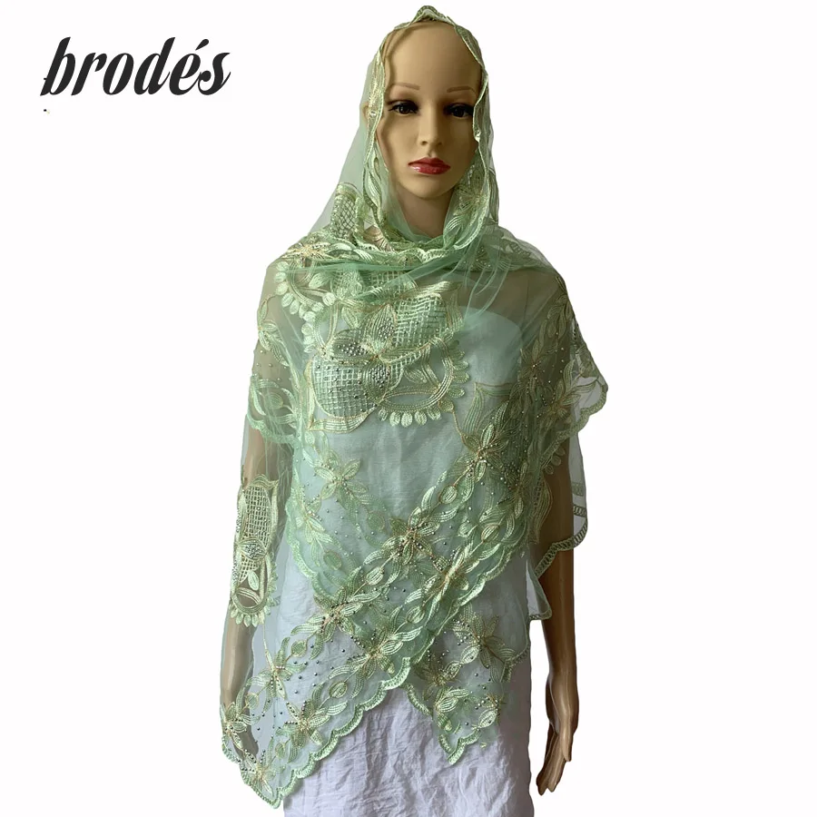 Новые африканские шарфы мусульманские вышивка женский чистый маленький шарф с