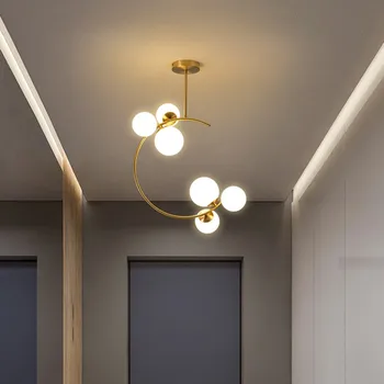 

Modern Nordic LED chandelier ceiling simple glass ball / gold / art hanging lamp home cloakroom porch chandelier lighting