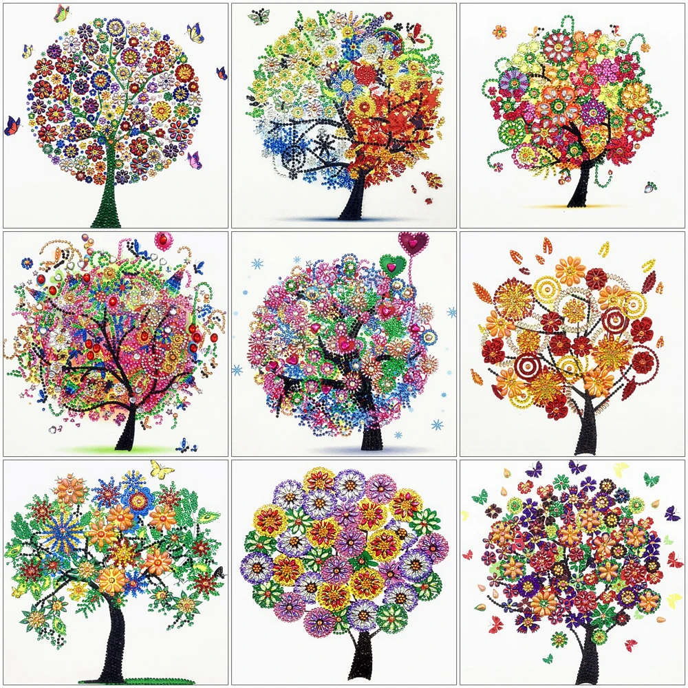 

HUACAN 5D Diamond Painting Tree Special Shape Mosaic Rhinestone Crystal Embroidery Cross Stitch Scenic Home Decor 24x24cm