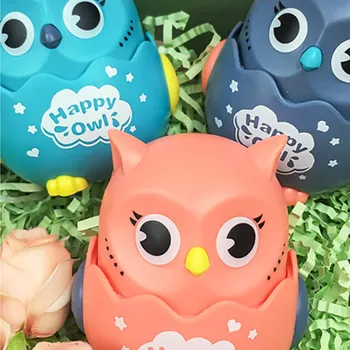 

1Pcs Kids Gift Press Back Force Mobile Educational Toy Funny Inertial Slide Toy Cartoon Owl 4Colors Rotatable Baby Rattle Toys