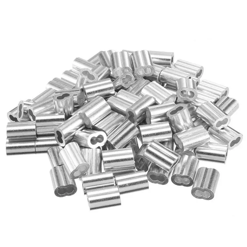 Aluminum Ferrules Sleeves Fittings Clamps for 2mm Diameter Steel Wire Rope 