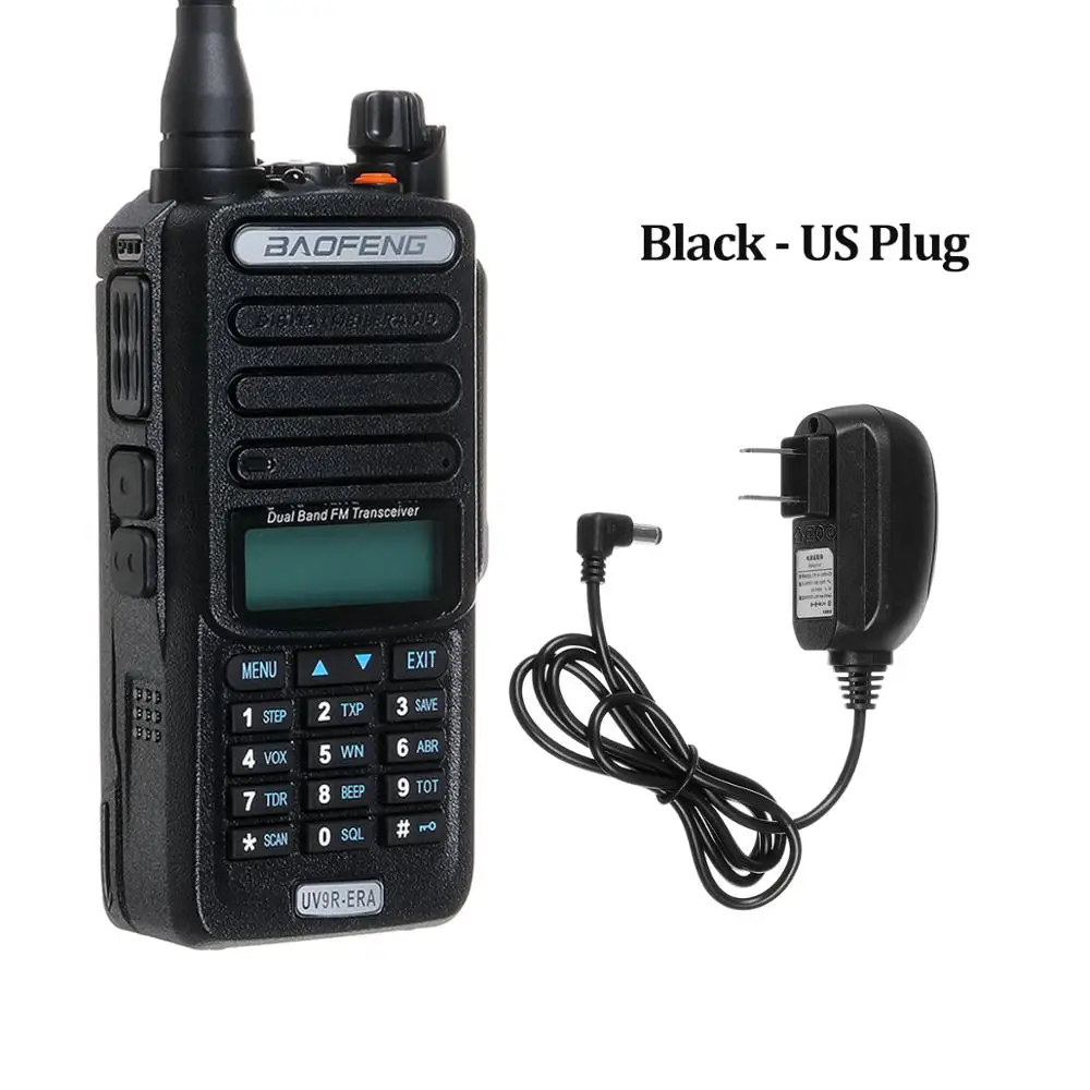 Black US Plug UV9R-ERA портативная рация Профессиональная УФ двухсторонняя радио Comunicador HF приемопередатчик радиостанции 15 км Диапазон разговора IP57 - Цвет: Black US Plug