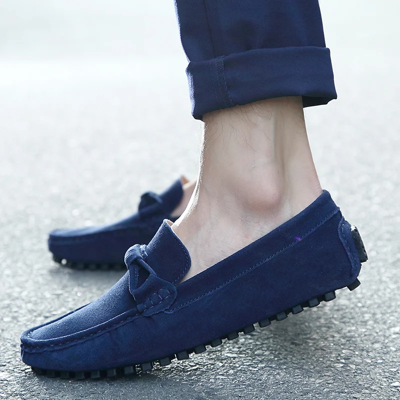 Модные мужские лоферы на плоской подошве; Новая Осенняя Повседневная обувь; легкая мужская обувь без шнуровки на плоской подошве для вождения; HC-232 - Цвет: Синий