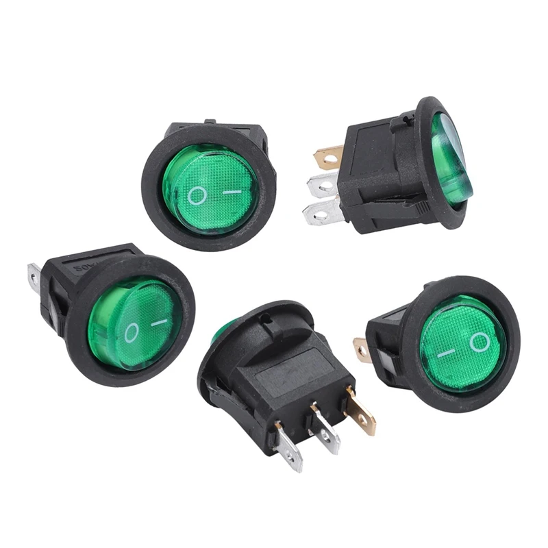 

5 X 12V 16A LED Bipolar Rocker Switch ON / OFF SPST for Auto Moto Boat - Green