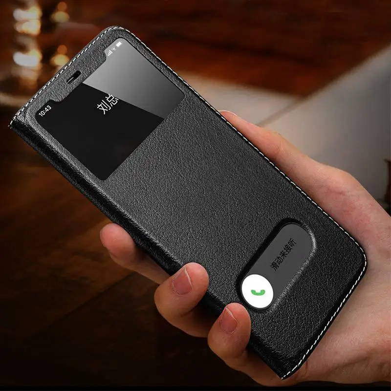 Genuine Leather Case For Iphone 11 11Pro Max Case Cover Window View Coque For Iphone 11 Pro Case Magnetic Protection Housing