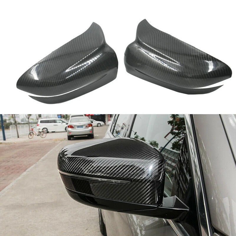 

2Pcs Car Carbon Fiber Side Rear View Mirror Cover Trim for for BMW 5 Series G11 G12 G30 G38 2017-2019