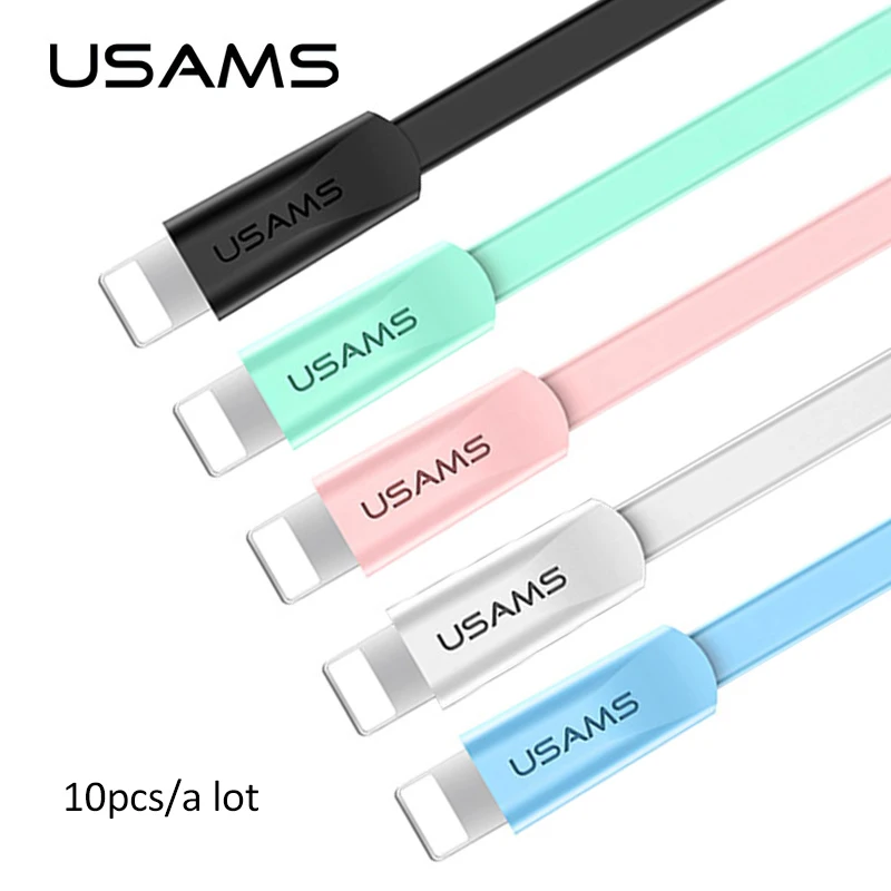 10 шт./партия Usb кабель для iPhone 7, USAMS 2A кабель для быстрой зарядки для iPhone X 8 7 6 USB Дата кабель светильник usb кабель для синхронизации данных