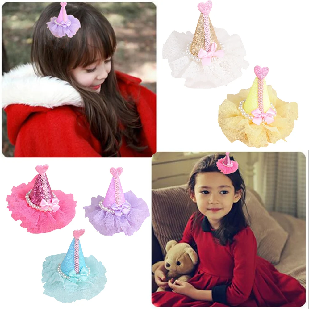 

Baby Girl Pearl Hairpin Christmas Tree Princess Children's Lace Hairpin Girl Headdress Lace Girl Hairpins