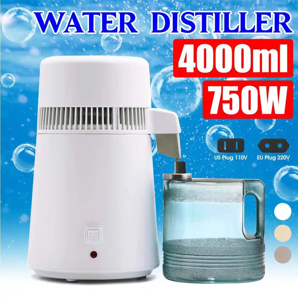 

750W 4L Stainless Steel Home Pure Water Distiller Filter Water Distilled Machine Safe Health Water Distillation Purifier
