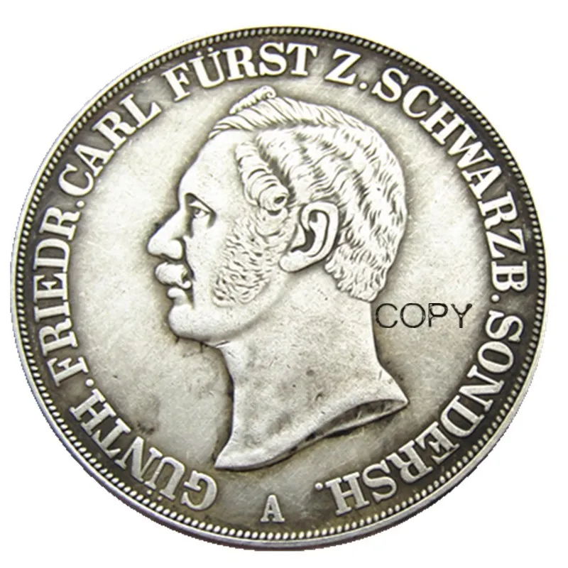 Germany 1845 1854 2 Thaler 3½ Gulden - Günther Friedrich Karl II Silver Plated Copy Coin | Дом и сад