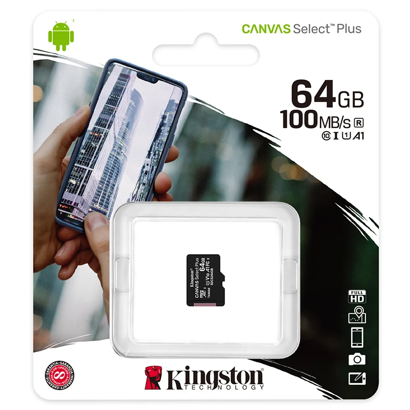 Kingston микро Флэшка C10 карта памяти 128 Гб 64 ГБ 32 16 256 U1 до 80 МБ/с./с класса 10 SDHC SDXC мини SD