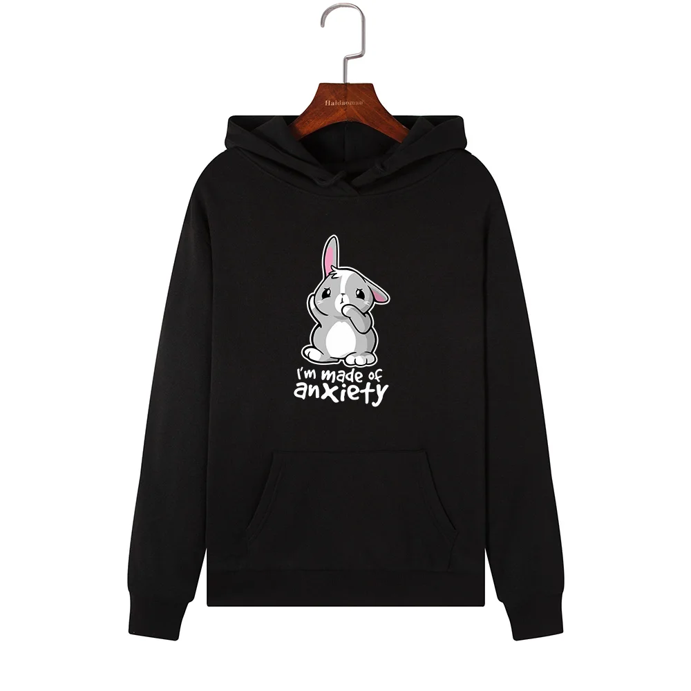  Women Hoodies Sweatshirts Hooded Sweatshirt Cute Animal Bunny Print Autumn Winter Pullover Female H