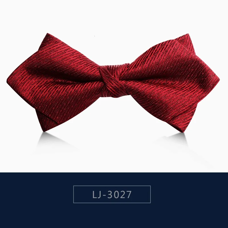 LJ-3027 Новинка, брендовые Модные мужские галстуки-бабочки, свадебные, двойные, тканевые, темно-Саржевые, шелковые, банкетные, вечерние галстуки-бабочки с подарочной коробкой - Цвет: LJ-3027
