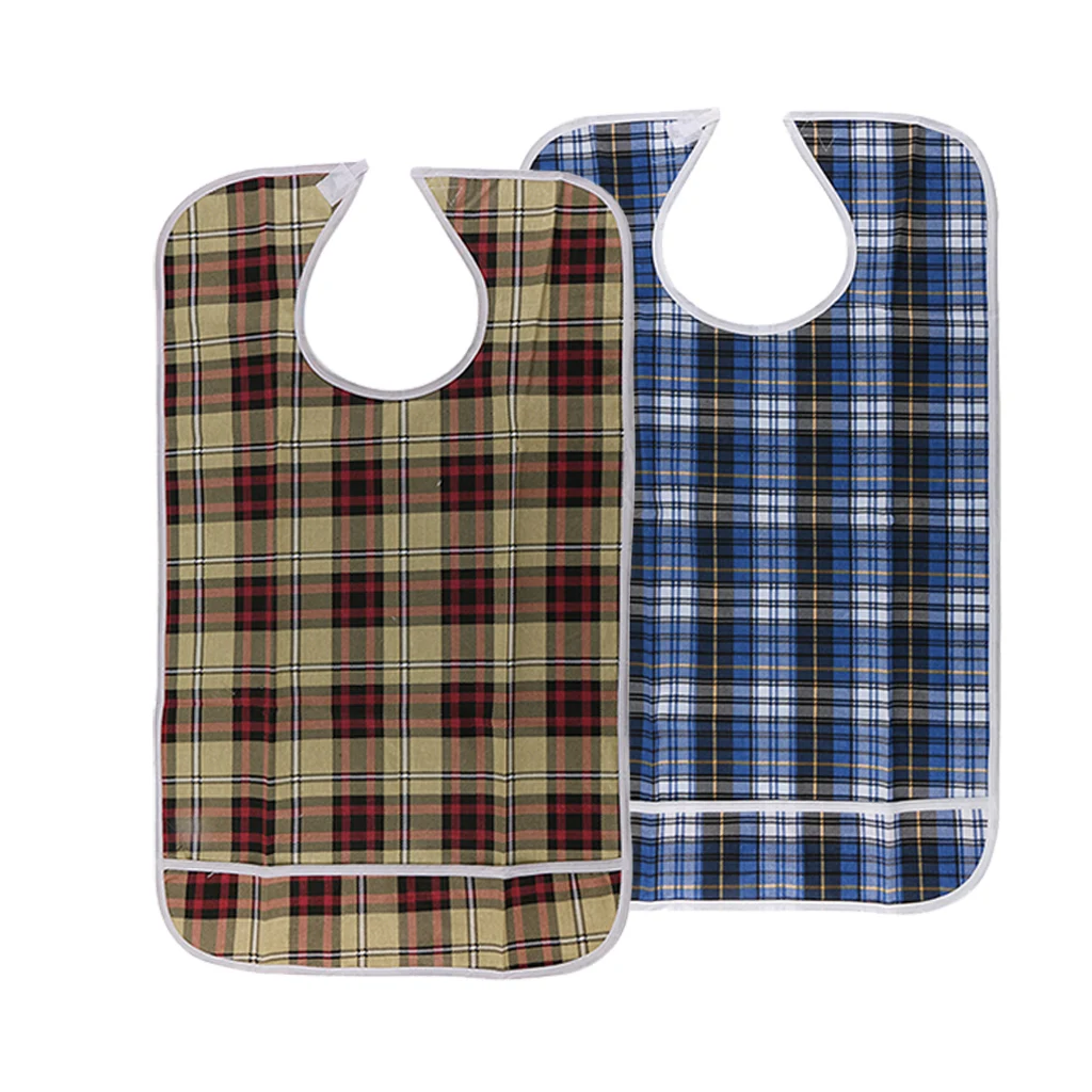 2 Pcs Large Reusable Clothing Protector Waterproof Adult Bibs Keeps Mealtime Neat for Elder Disability Patient Eating Drinking