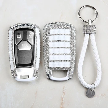 

Diamond Car Key Case For Audi A4 B9 Q5 Q7 TT TTS 8S 2016 2017 Car Styling Remote Control Case Car Accessories Car Holder New