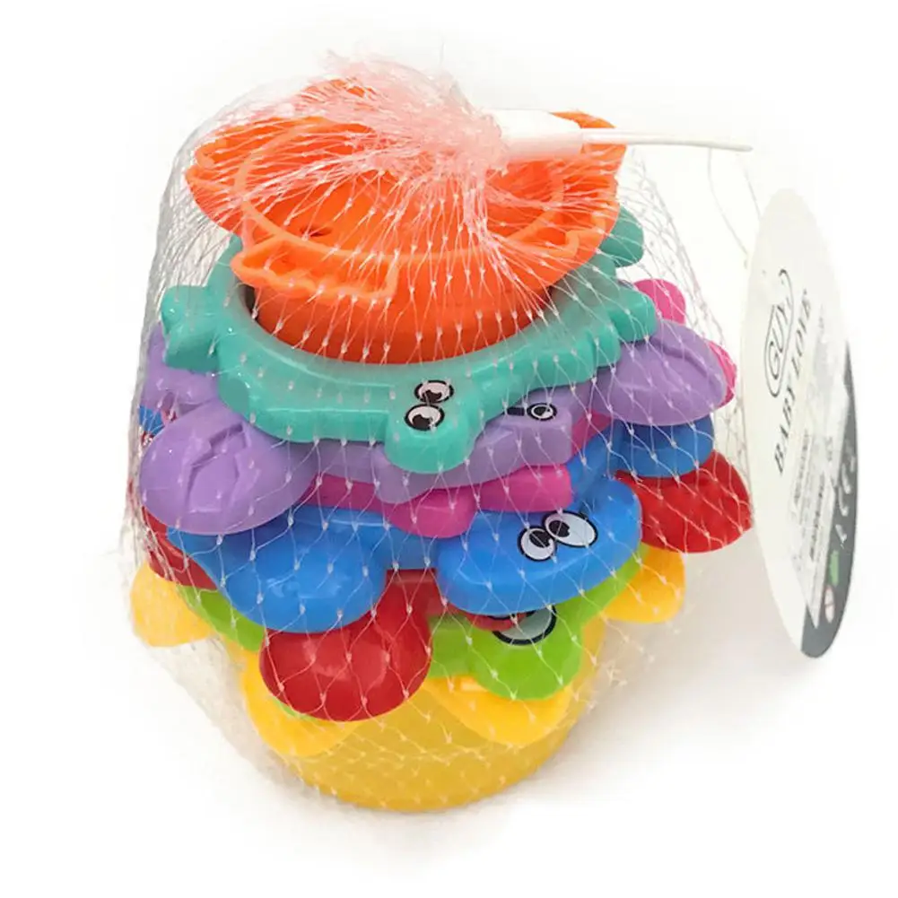 Marine stack cup Kuulee игрушки под силиконом морские животные Ванна песок штабелирование чашек для мальчиков и девочек Высокое качество ребенок интересные игрушки - Цвет: Marine stack cup