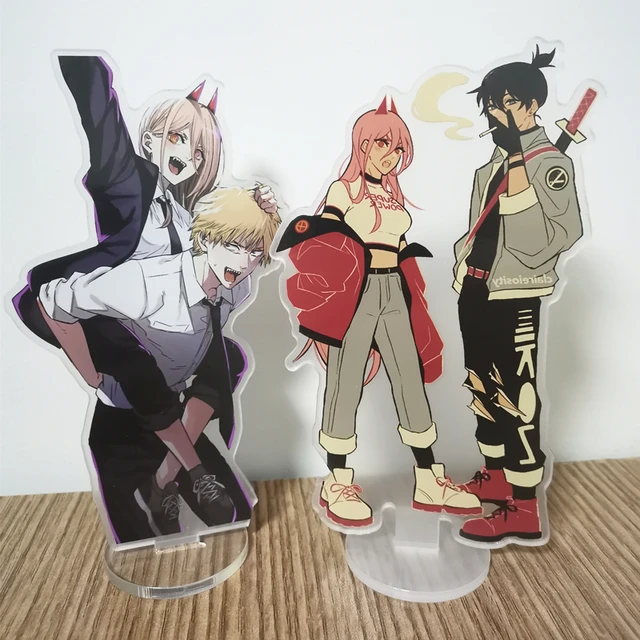 Chainsaw Man Anime Stand Plate Keychain Cosplay Pochita Power