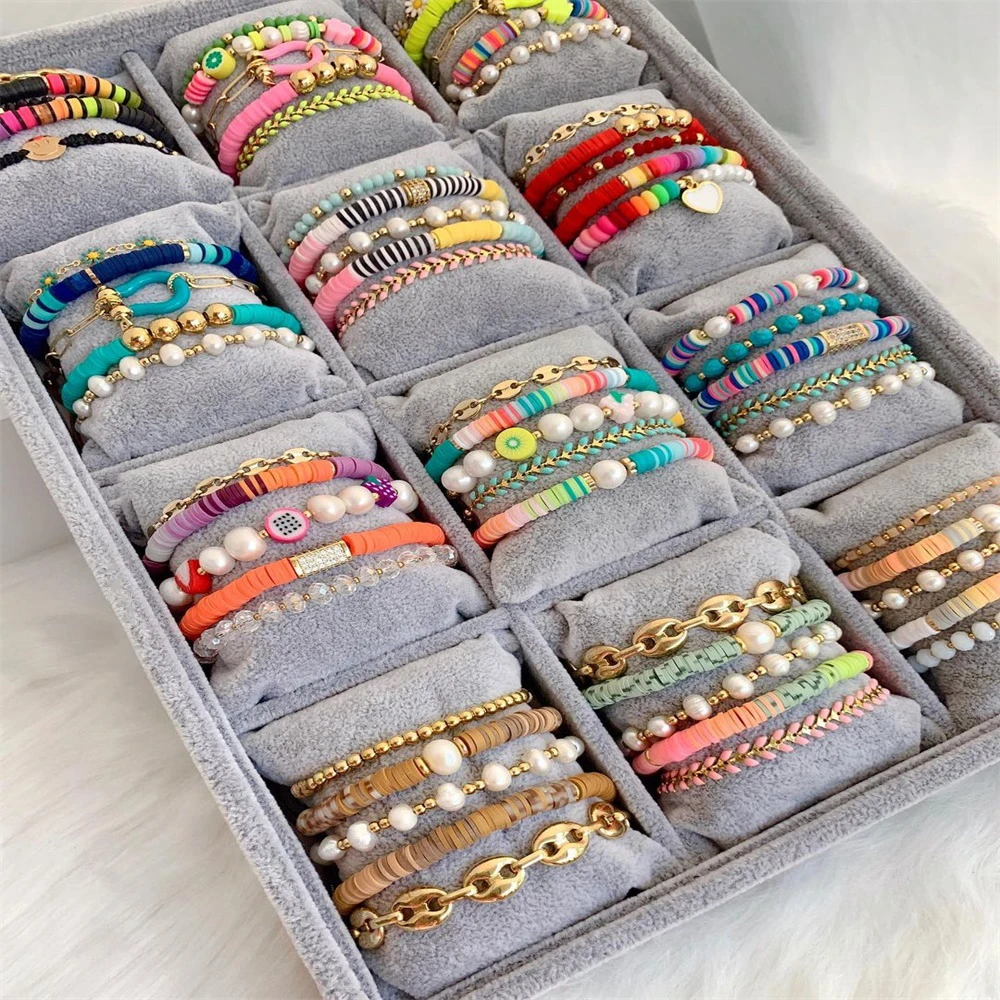 Kkbead Natuurlijke Parel Armband Set Polymeer Klei Heishi Kralen