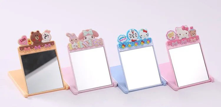 Мультяшное зеркало hello kitty, портативное складное маленькое зеркало Doraemon, зеркало для макияжа, мелодия, туалетное зеркало, зеркало принцессы