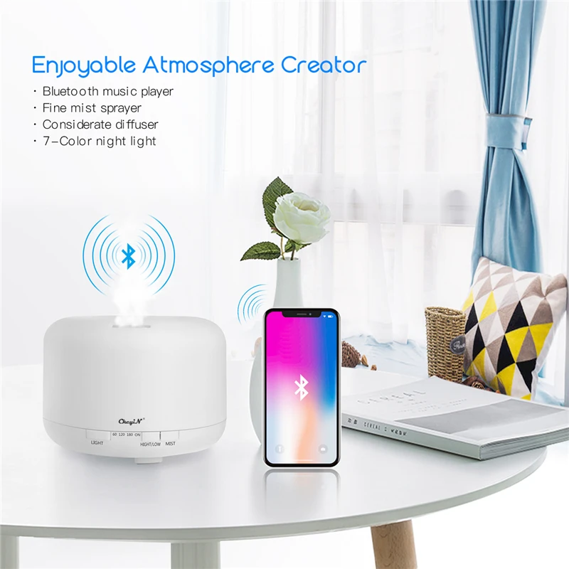 

Essential Oil Diffuser Air Ultrasonic Aroma Humidifier Led Night Light Electric Mist Maker Aromatherapy Home + Bluetooth Music40