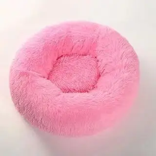 Dark-pink Теплая круглая кровать для собаки, длинная плюшевая моющаяся корзина для кошек, собак, кровать для питомцев, для маленьких, средних и больших собак, для кошек, зимняя собачья Конура - Цвет: Dark-pink