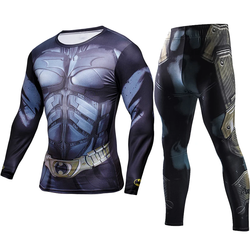 

Sportwear Joggers Skinny Leggings 3D Compression High Elastic Men T Shirt Causal Fitness Tracksuits groot Batman Exercise Suits