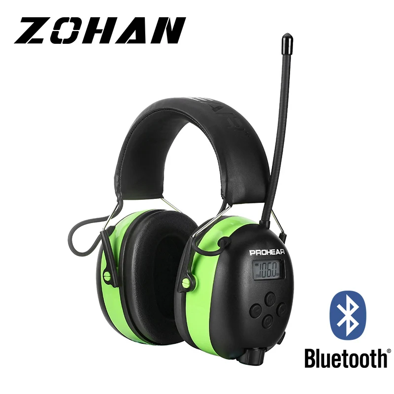 ZOHAN Protection d'oreille électronique Bluetooth AM/FM Radio tir oreille défenseurs sécurité 2000mAh Lithium batterie NRR25db cache-oreilles