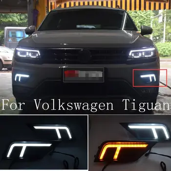 

Car Flashing 2Pcs Car LED Daytime Running Light For Volkswagen VW Tiguan 2017 2018 2019 DRL with Yellow Turning Fog lamp