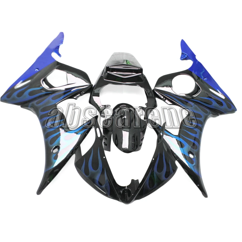 Полный комплект обтекателей для Yamaha YZF600 R6 2003 2004 2005 R6 03 04 05 ABS пластик впрыска кузова мотоцикла черный с синим пламенем - Цвет: R6 2003 - 2004