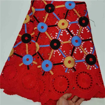 

2021 New Design Hollow Swiss Voile Lace 100% Cotton Nigerian Lace Fabric African Cotton Lace Fabric For Evening Dress 5Yards/Lot